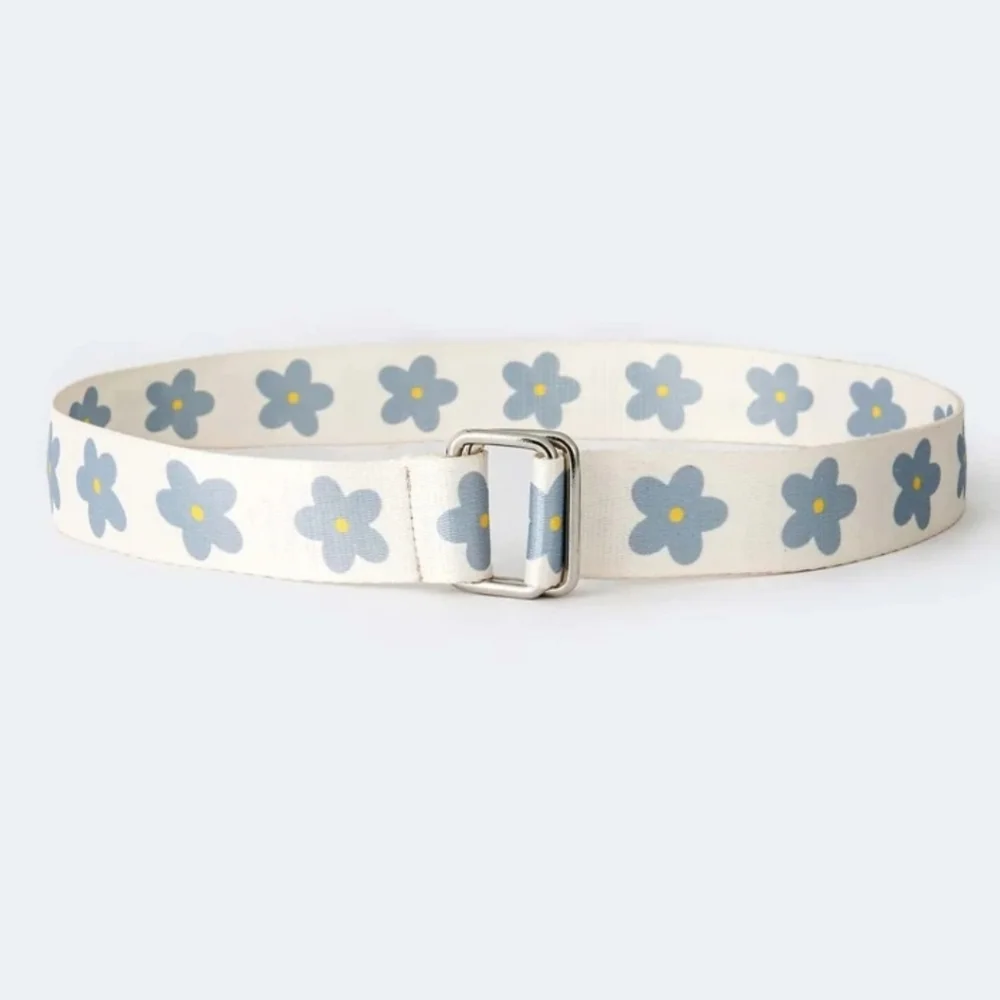 3/$30 Blue Daisy Floral Canvas D-Ring Belt Adjustable Cottagecore Boho